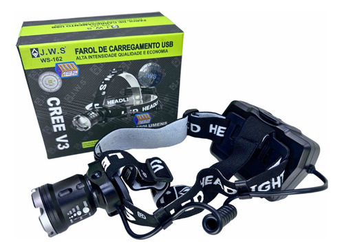 Lanterna De Cabeça Led V3 800 Metros +3 Baterias Reserva Jws