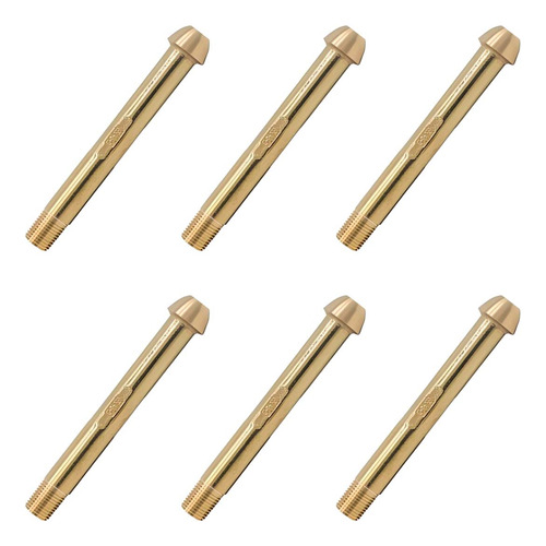 6 Pzs Punta Pool 1/4 Pulgada Para Gas De Rosca 6cm Dorado