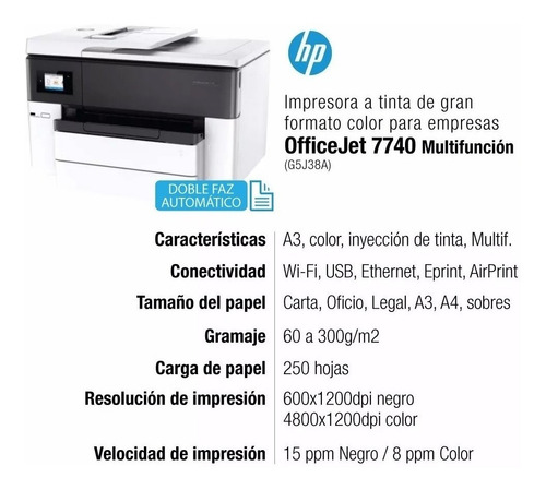 Impresora Hp Officejet 7740 Todo-en-uno De Formato Ancho