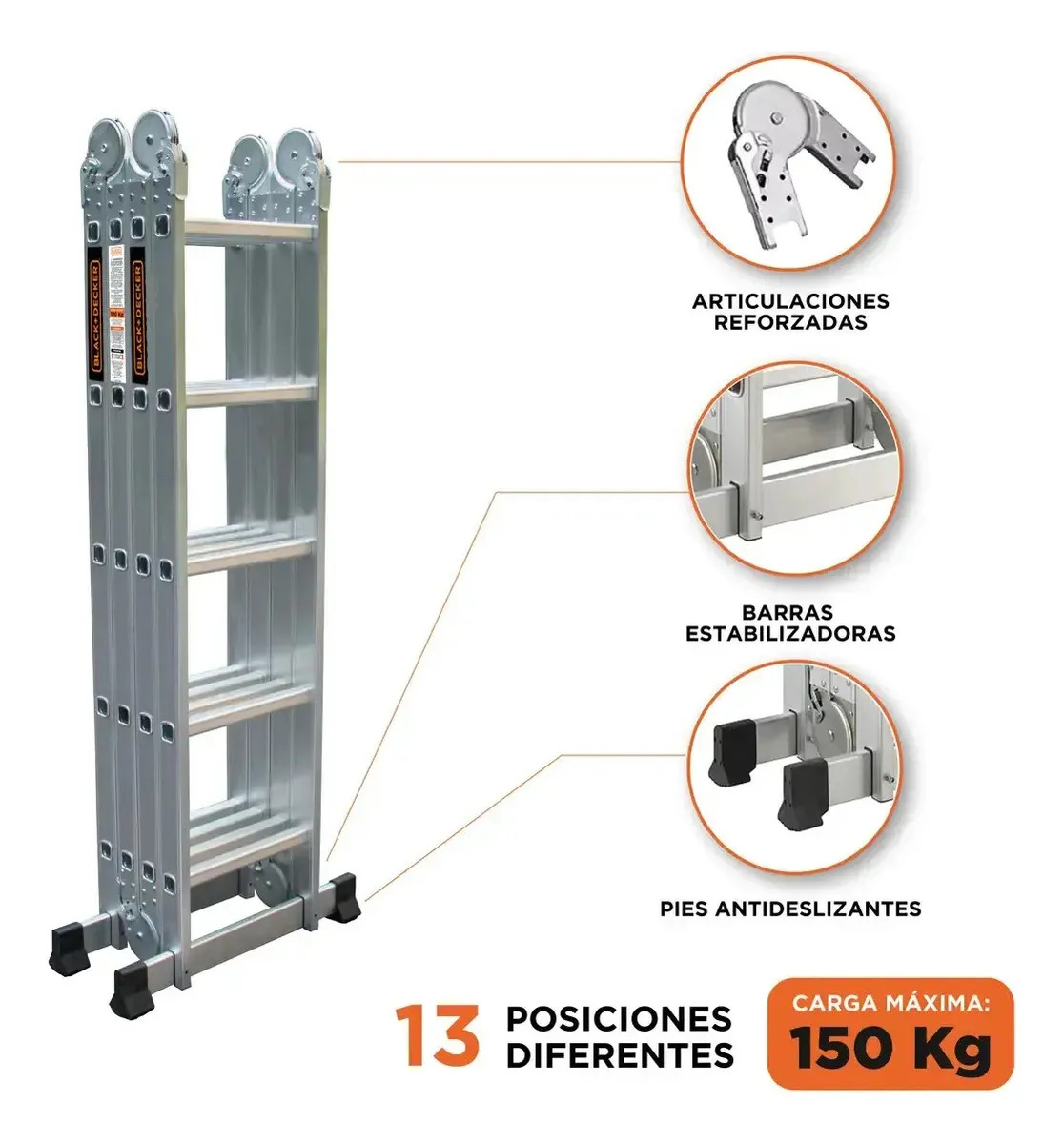 Escalera articulada Black+Decker 20 escalones 4x5