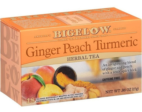 Bigelow Te Ginger Peach Turmeric Jengibre Durazno Curcuma