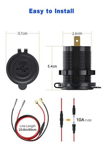 Interruptor Táctil Coche Dual Usb Cargador Enchufe