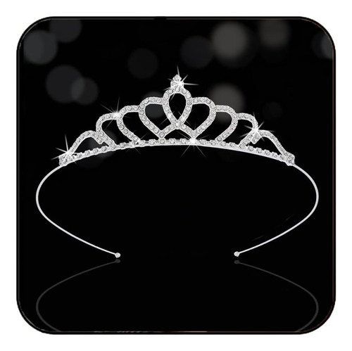 Plata Tiara Diadema Niñas Princesa Tiaras Rhinestone C...