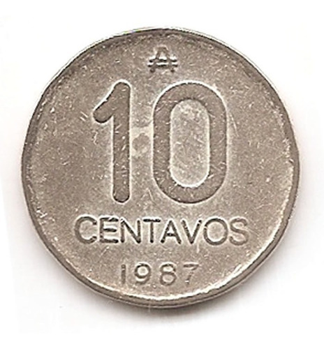 Argentina 1 Moneda 10 Cent. Austral Baño De Plata Año 1987 #