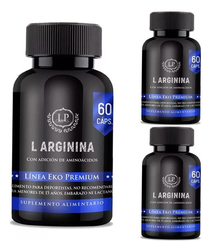 3 L-arginina Premium - Oxido Nítrico - 180 Capsulas 