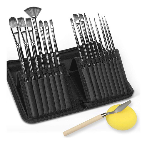 Juego De Pinceles De Pintura Profesional - 16 Pcs Pince...