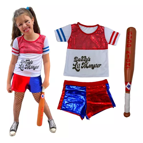 Arlequina Fantasia Roupa Infantil Festas Carnaval Completa