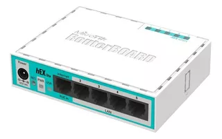 Router MikroTik RouterBOARD hEX lite RB750r2 blanco y turquesa 100V/240V