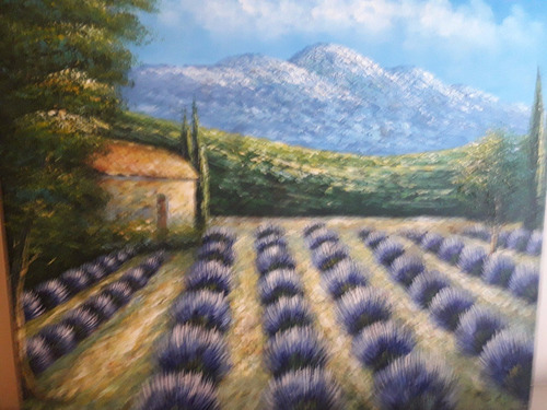 Cuadro Lavandas 50x60al Oleo Sobre Tela Con Bastidor Pintado