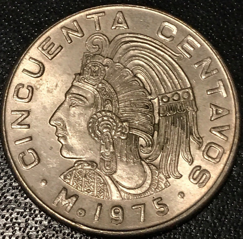 Mex16169 México 50 Centavos 1975 Sin Puntos Xf-au Ayff