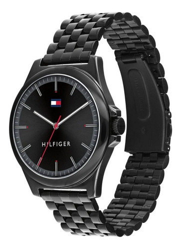 Imagen 2 de 4 de Reloj Tommy Hilfiger Todo Negro De Acero Empavonado 1791714