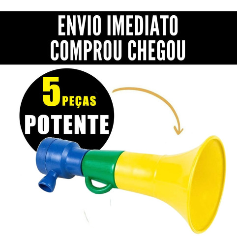 5 Corneta Vuvuzela Grande Apito Buzina Copa Brasil Torcida
