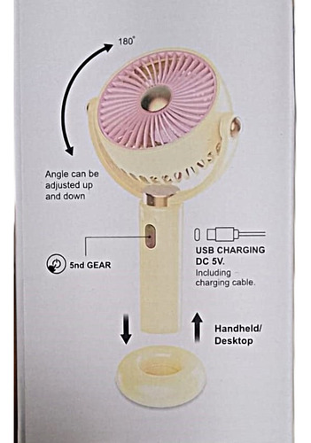 Mini Ventilador Portátil Usb Tipo-c Silencioso De Mano/ Mesa Rosa