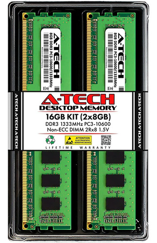 Kit De Ram A-tech 16gb (2x8gb) Ddr3 1333 Mhz Pc3-10600 Dimm.