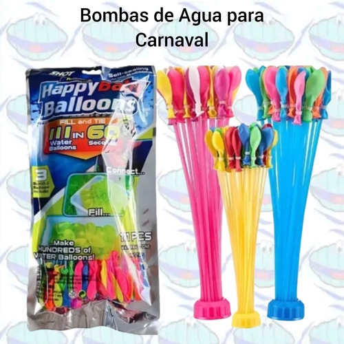 Set De 111 Bombas Globos De Agua Carnaval Llenado Rápido 