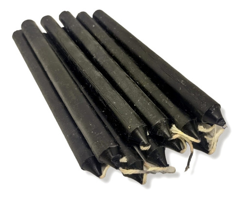 Vela Preta Palito Comum Kit Com 8 Unidades