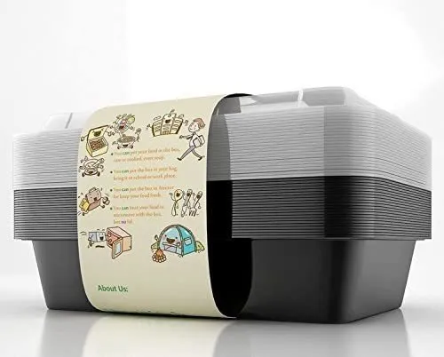Enther 36oz Meal Prep Containers 20 Pack 3 Compartments W...