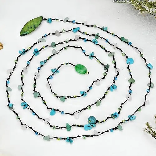 Collar Largo Con Cuentas Estilo Lazo De Cuerda De Algodón Co