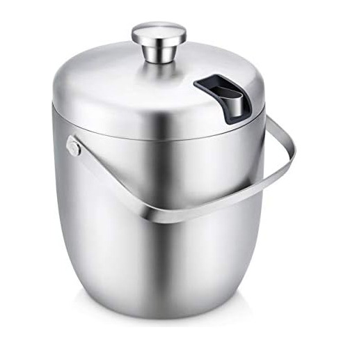Stainless Steel Ice Bucket & Wine Chiller With Tongs & ...