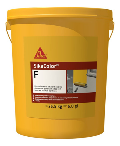 Sikacolor F Blanco Pintura Acrílica Impermeable X 5 Gal.