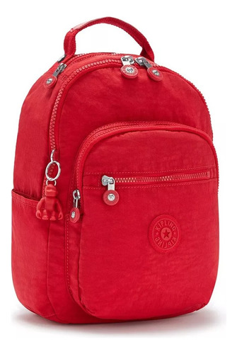Backpack Kipling Seoul Small Mochila Chica Compartimento Tablet Color Red Rouge Diseño De La Tela Liso