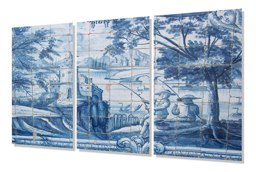 Cuadro Trip 60x90 Azulejos Estilo Pesqueros Arte En Mozaico