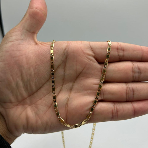 Corrente Masculina De Ouro 18k Piastrine Grossa 70cm E 11gr Cor Amarelo