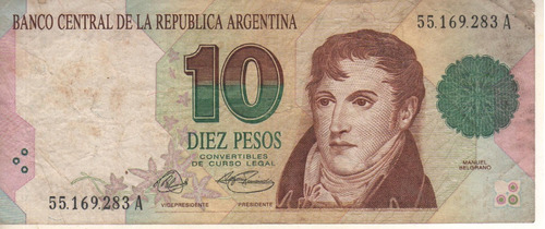 Bottero 3037 - Billete De 10 Pesos Convertibles Año 1992 Vf-