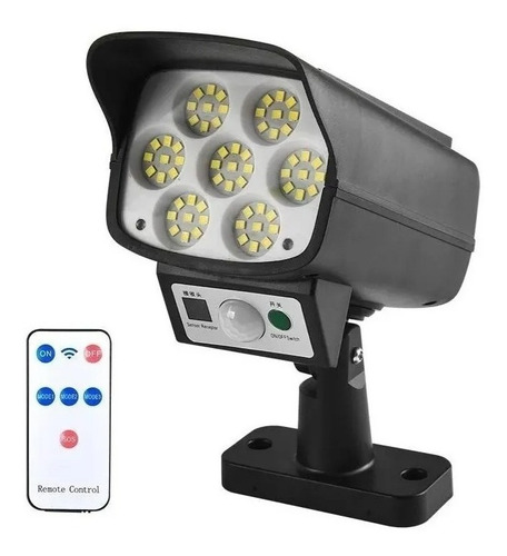Lampara Solar Luz Led Sensor De Movimiento Forma De Camara Estructura Negro