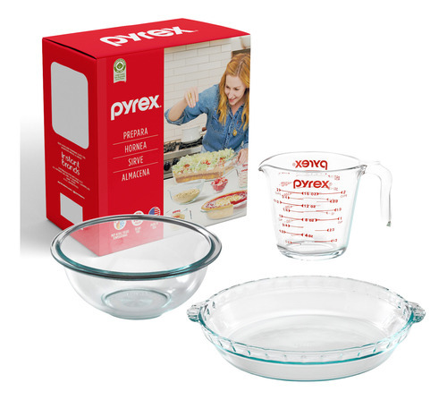 Pyrex - Set X3 Pzas Reposteria/ Pie Ondeado