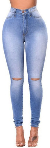 Jeans Mujer Skinny Pantalón Mezclilla Rotos Rasgados