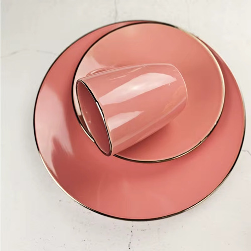 Vajilla Elegante Negro Mate Para 4 Personas 16 Piezas Color Rosa Lisa