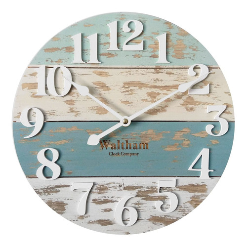 Reloj De Pared De Madera Auténtica Waltham, 10,8 Pulga...