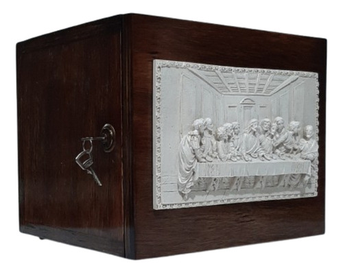 Sagrario De Madera - 29 Cm - Con Aplique De La Última Cena