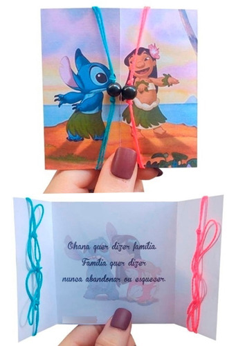 2 Pulseiras Lilo Stitch Com Pedra Magnética Conexão Amizade