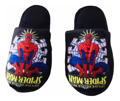 Pantufla Felpa Con Planta De Goma Antideslizante Spiderman