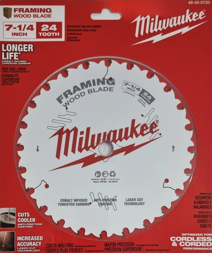 Disco P/madera 7 1/4 C/24dientes Milwaukee
