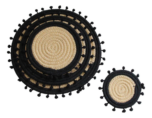 Tapetes De Mesa De Comedor De Lino De Algodón Trenzado