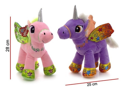 Peluche Unicornio Parado Con Alitas 28cm -orig. Phi Phi Toys
