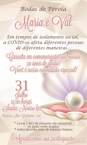 Imagem 1 de 1 de Convite Digital Bodas De Pérola