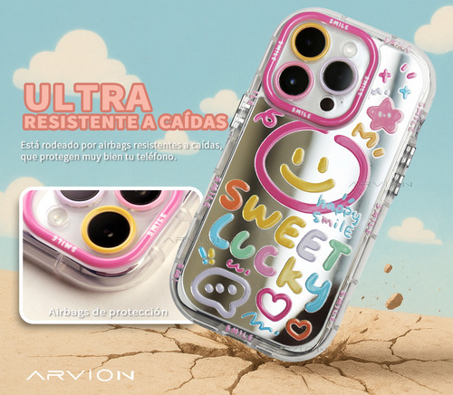 Funda Espejo Protectora Cute Colorida Para Iphone Mujer Rosa Para Iphone 15 Pro