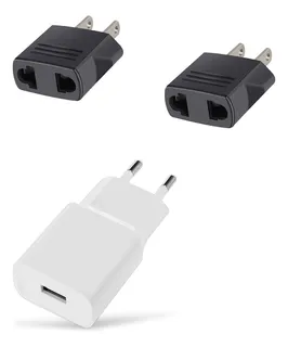 2 Clavija Convertidor Europeo A Americano Adaptador Cargador