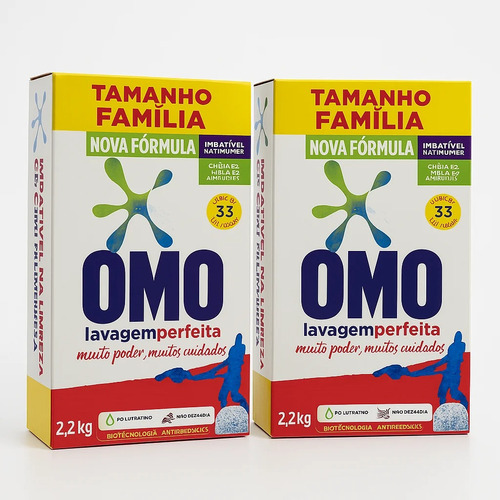 Kit Com 2 Omo Original Pó 33 Lavagens - Tam Família 2,2kg