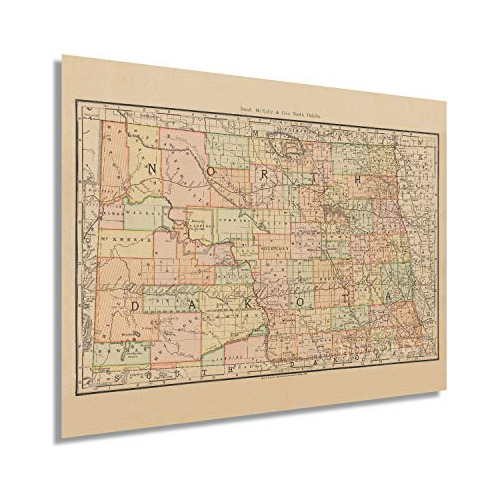 Historix Vintage 1892 North Dakota State Map - 18 X 24 Pulga