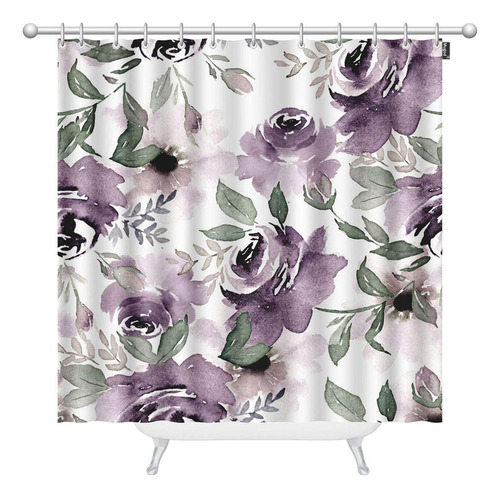 V Cortinas De Ducha Mugod Floral Vintage En Acuarela,