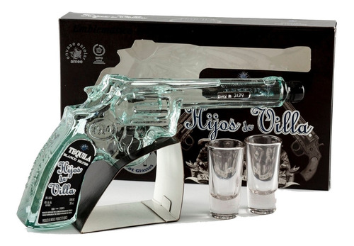 Tequila Hijos De Villa Silver Pistola C/2 Vasos Envio Gratis