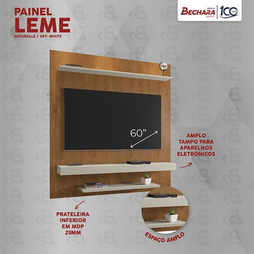 Panel Rack Tv 60 Leme Natural Blanco Invierno