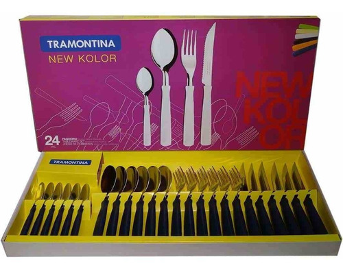 Set De Cubiertos Tramontina Mango Azul X 24 Pzas