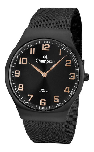 Relógio Champion Masculino Ref: Ca21839p Slim Mesh Black