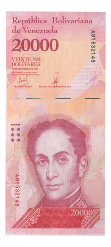 Imagen 1 de 4 de Billete 20000 Bs Venezuela Diciembre 2017 A8 Au/unc